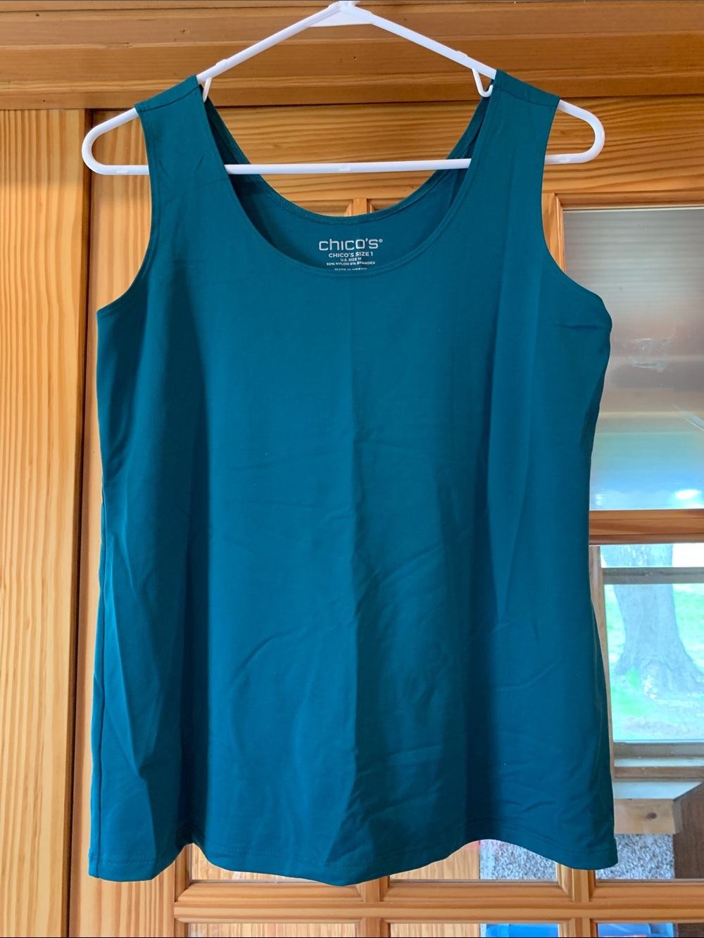 Women's Chico's Dark Teal Regular Fit Basic Sleeveless Tank Top Shirt Size 1 M